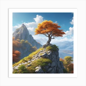 Tree On A Rock Art Print