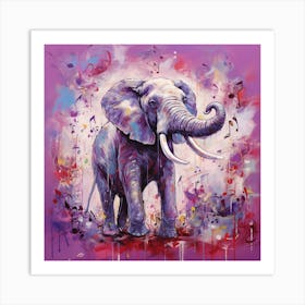 Music Notes Elephant Art Print