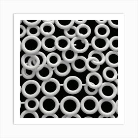 White Circles On Black Background 1 Art Print