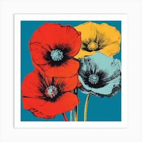 Andy Warhol Style Pop Art Flowers Poppy 1 Square Art Print