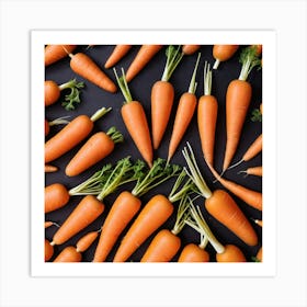 Carrots On A Black Background 5 Art Print