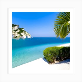 White Sand Beach With Palm Trees Art Print