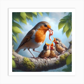 Robin Family Art Print