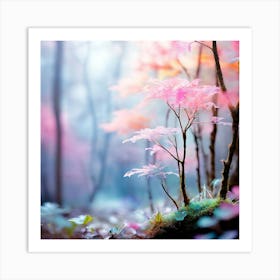 Vibrant Wild Forest For Est Lush Tall Colorful Trees Art Print