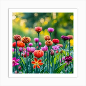 Colorful Tulips In The Garden Art Print