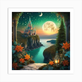 Fairytale Castle At Night 1 Art Print