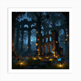 Forest At Night 23 Art Print