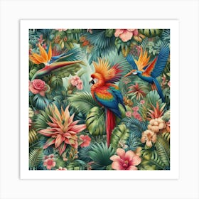 Parrot seamless pattern art 2 Art Print