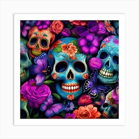 Day Of The Dead Skulls 6 Art Print