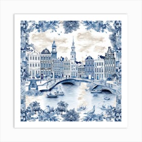 New York Usa Delft Tile Illustration 3 Art Print