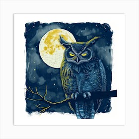 Owl At Night 7 Art Print