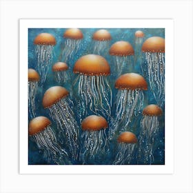 Shoal of jellyfish 9 Art Print