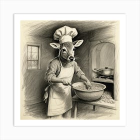 Chef Deer 34 Art Print