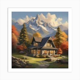 Cabin In The Mountains Art Print