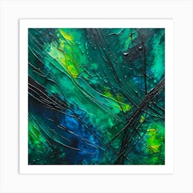 Abstract Painting Green and Blue Color 4 Art Print