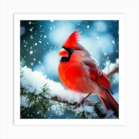 Firefly Vibrant Cardinal In Serene Snowy Winter Day 85679 (2) Art Print