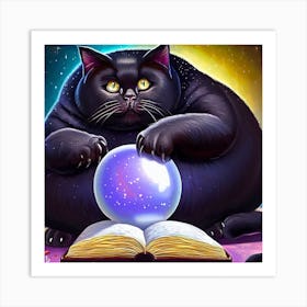 Black Cat With Crystal Ball 7 Art Print