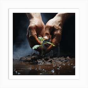 Hands Planting A Seed Art Print