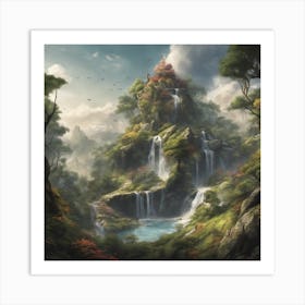 Waterfall In The Forest Art Print