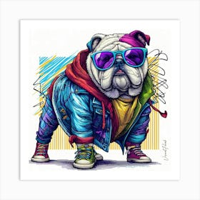 Purple Jeans Bulldog Art Print