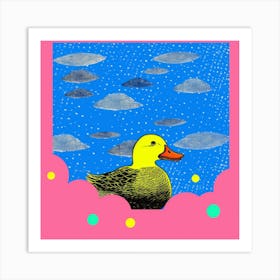 Duckling In The Cloud Linocut Pattern Art Print