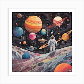 Astronaut Illustration Kids Room 8 Art Print
