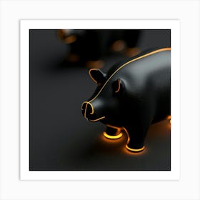 Pigs On A Black Surface Art Print