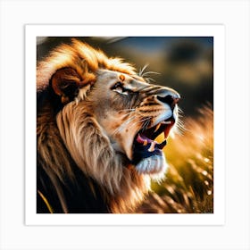 Lion Roaring Art Print