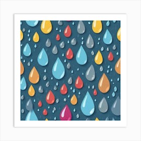 Raindrops Seamless Pattern Art Print