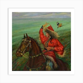 Woman Riding A Horse Art Print