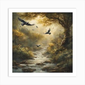 Crows In The Forest Art Print