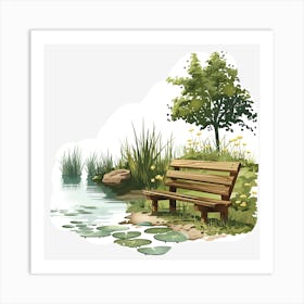 Springtime-Duck-Pond-Clipart.6 Art Print