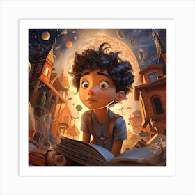 Boy In The Book Art Print