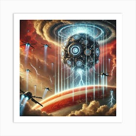 A Sci Fi Depiction Of The Tempest Nexus Deploying Drones Art Print