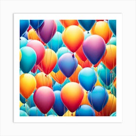 Colorful Balloons In The Sky, balloons, simple art, digital art, colorful, balloon pattern art Art Print