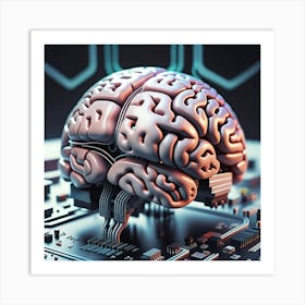 Brain On A Circuit Board 18 Art Print