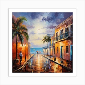 Rainy Night On The Beach Art Print