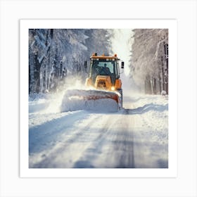 Snow Plow Driving In The Snow 3 Art Print