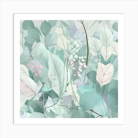 A Delicate And Serene Illustration Of Leaves And Art Print