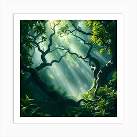 Forest With Sunlight Art Print