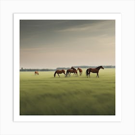 Horses In A Field Art Print