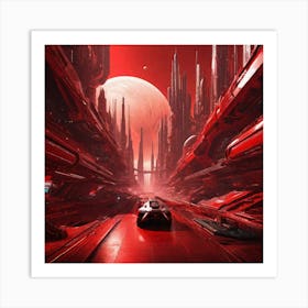 Sci-Fi City Red III Art Print