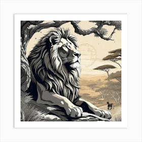 Lion In The Wild 3 Art Print