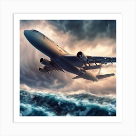 flying plane over a sea Art Print