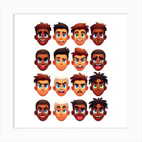 Set Of Emoji Faces Art Print