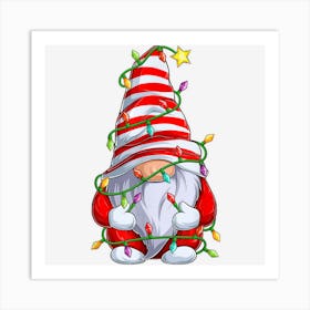 Red Gnome Xmas Light Matching Family Funny Christmas Pajama Art Print