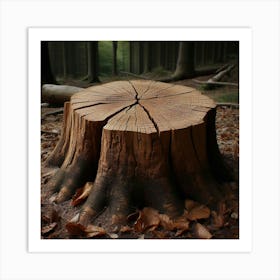 Tree Stump In The Forest 4 Art Print