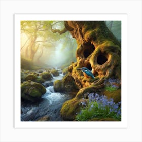 Kingfisher In The Forest 9 Art Print