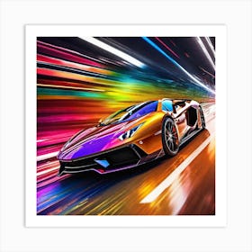 Car Racing On The Road Art Print