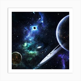 Saturn In Space Art Print